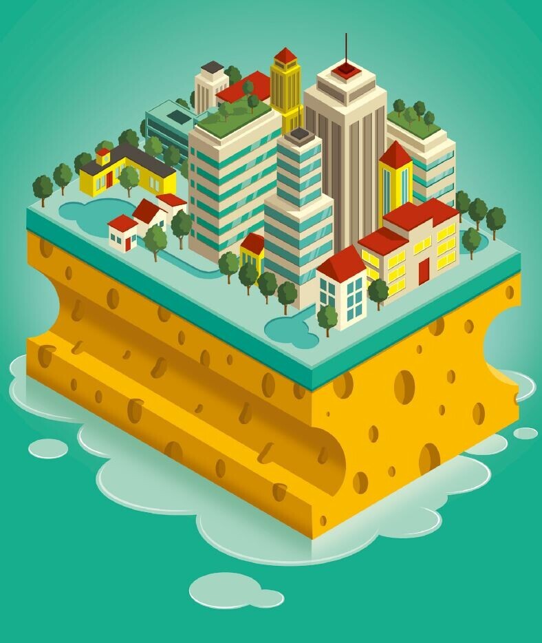 Illustration einer Schwammstadt