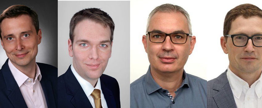 Departement Technik der OST mit neuen Professoren: v.l.n.r.: Hans Fritz, Matthäus Alberding, Tobias Lamprecht und Samuel Huber Lindberger v.l.n.r.: Hans Fritz, Matthäus Alberding, Tobias Lamprecht und Samuel Huber Lindberger