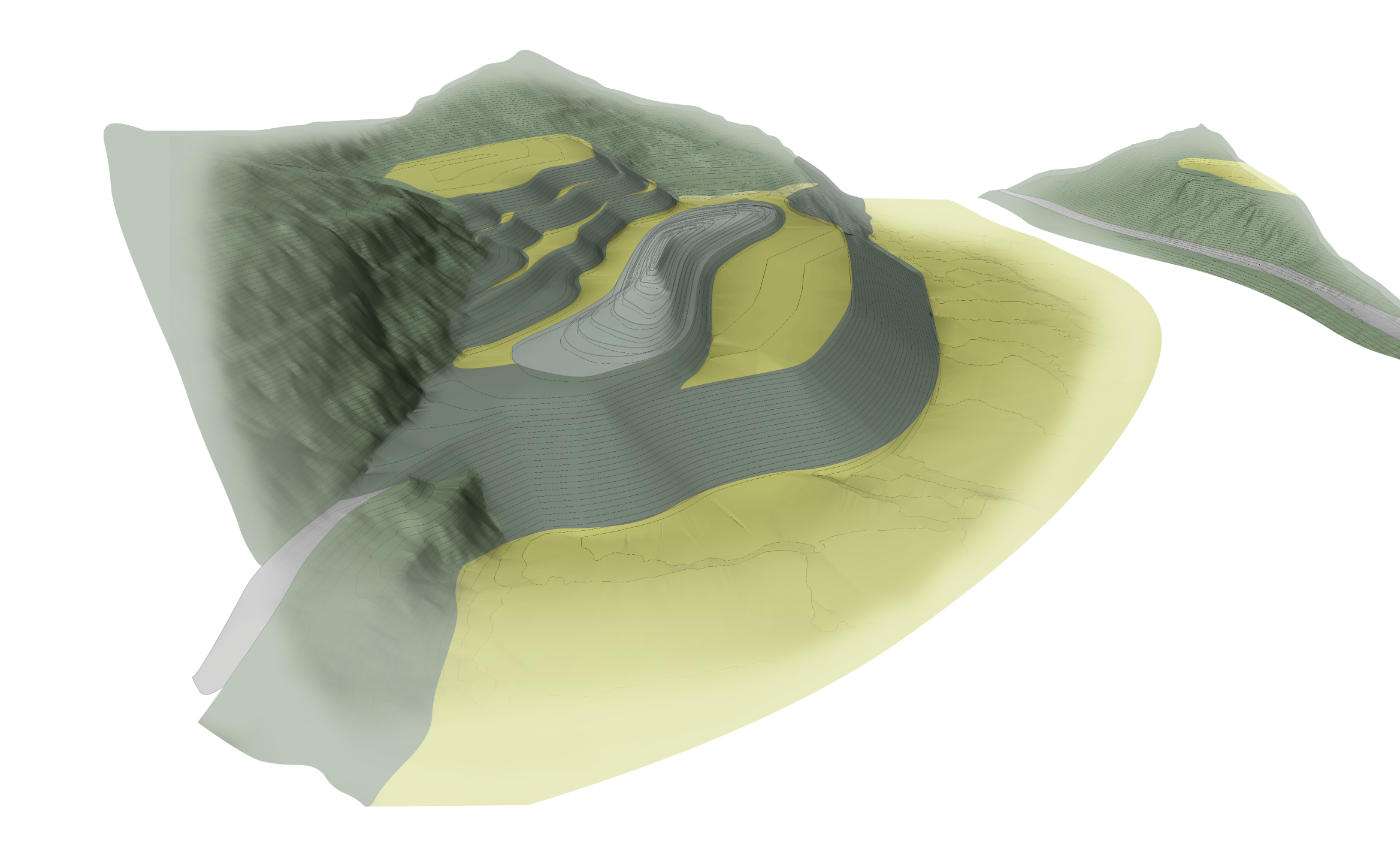 Eine mögliche Einbettung des Deponiekörpers in die Talflanke südlich von Bondo, mit Blick Richtung Chiavenna.