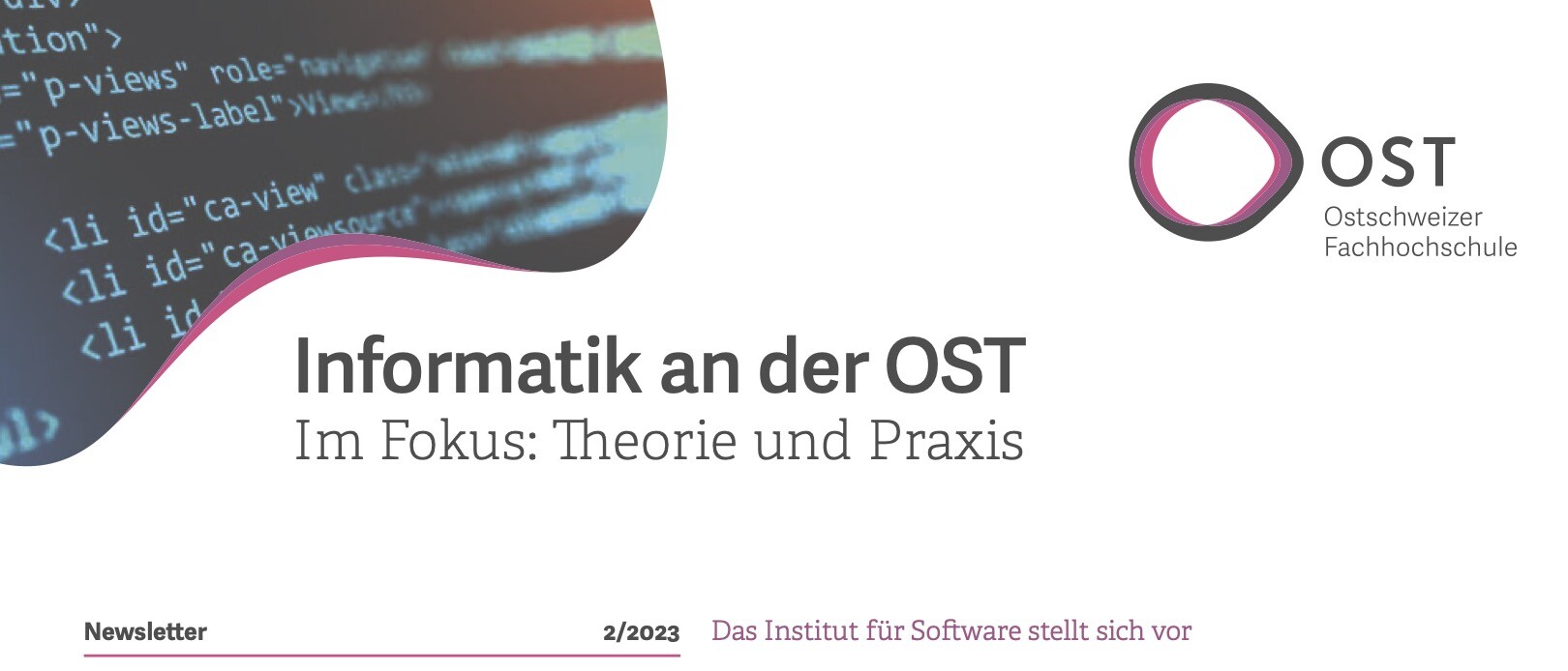 Symbolbild mit Computercode auf dem Newsletter "Informatik an der OST"