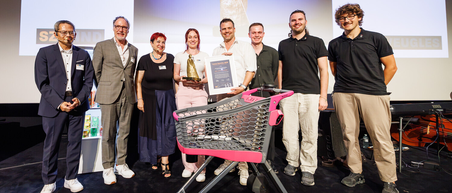 Das Forschungsteam des ILT Institute for Lab Automation and Mechatronics ist für die Entwicklung des barrierefreien Einkaufswagens VIRAS mit dem «Prix de la Canne blanche» 2026 ausgezeichnet worden. (Bild: SZBLIND / Damian Imhof)