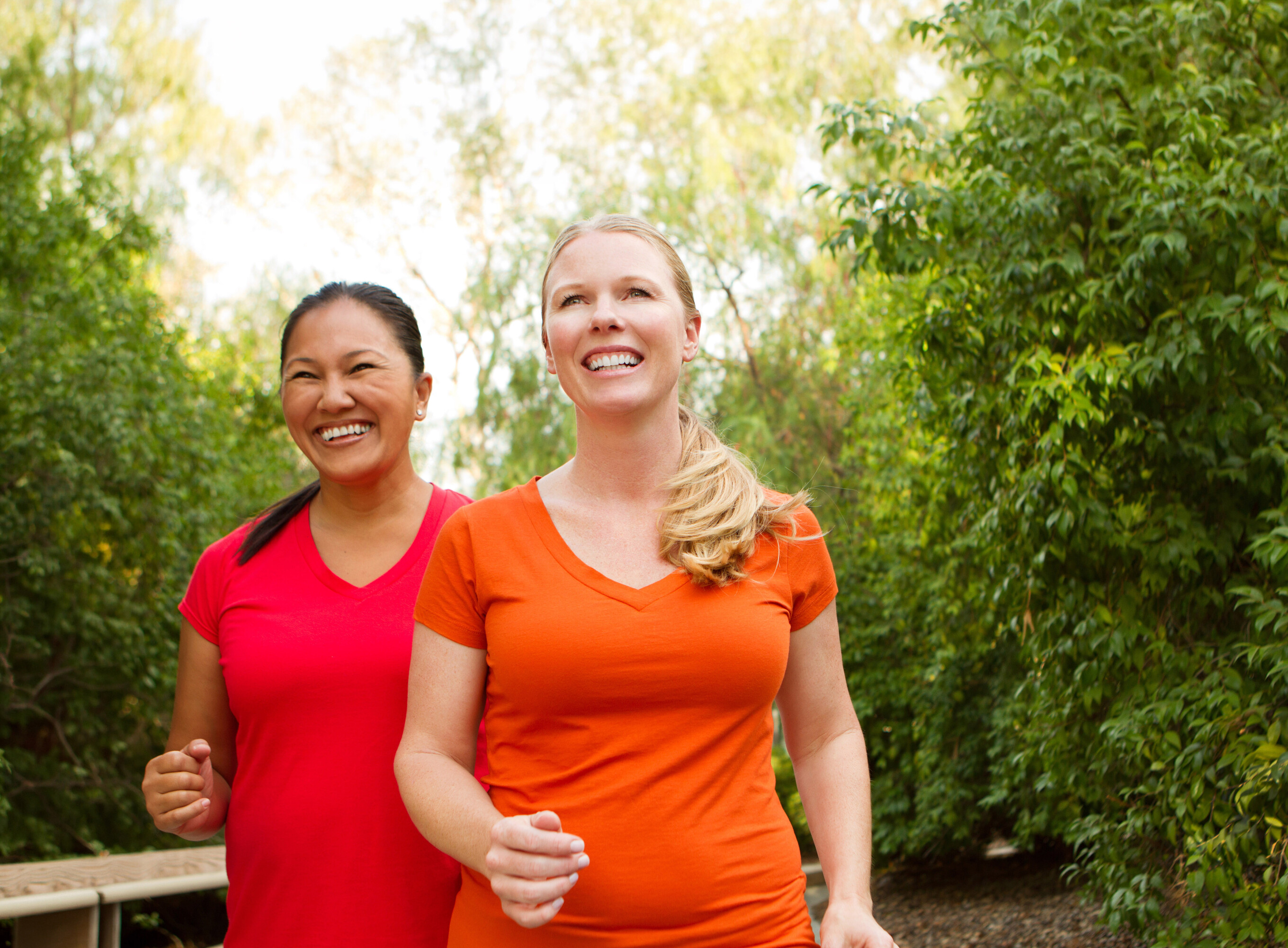 Fit woman walking and exercising.