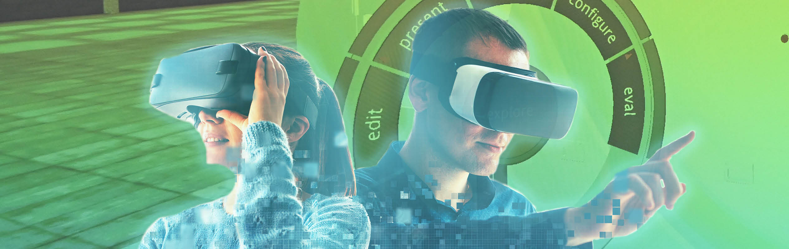 Systemtechnik am Beispiel Mann und Frau mit VR-Brille