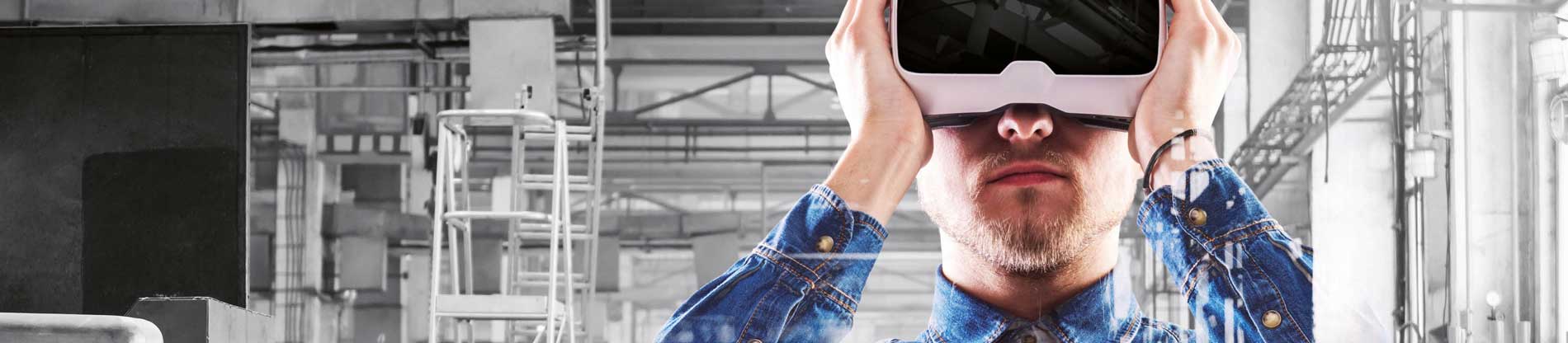 Mann mit VR-Brille als Beispiel eines Systemtechnik-Produkts
