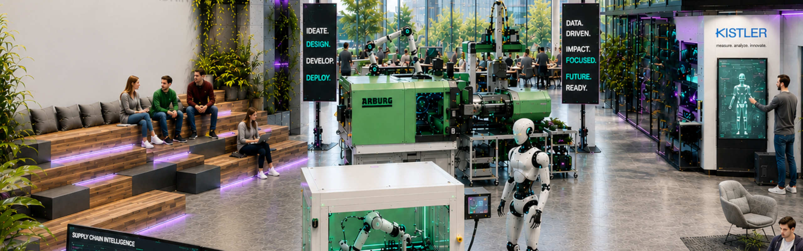 Blick in eine Fabrik von morgen: Digital, vernetzt, smart.