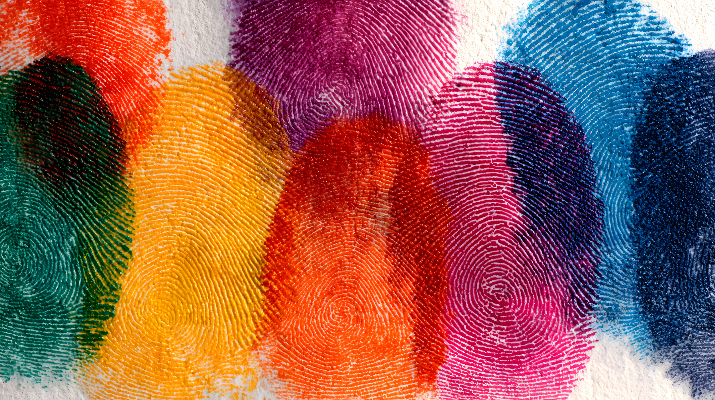 Many different colorful fingerprints background. people diversity concept, identity paint, individuality and friendship, love, together, unique, diverse, community peace.