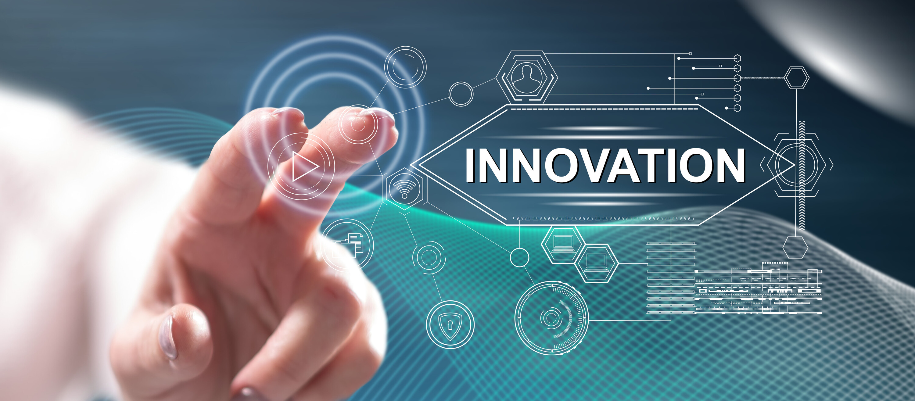 Woman touching an innovation concept