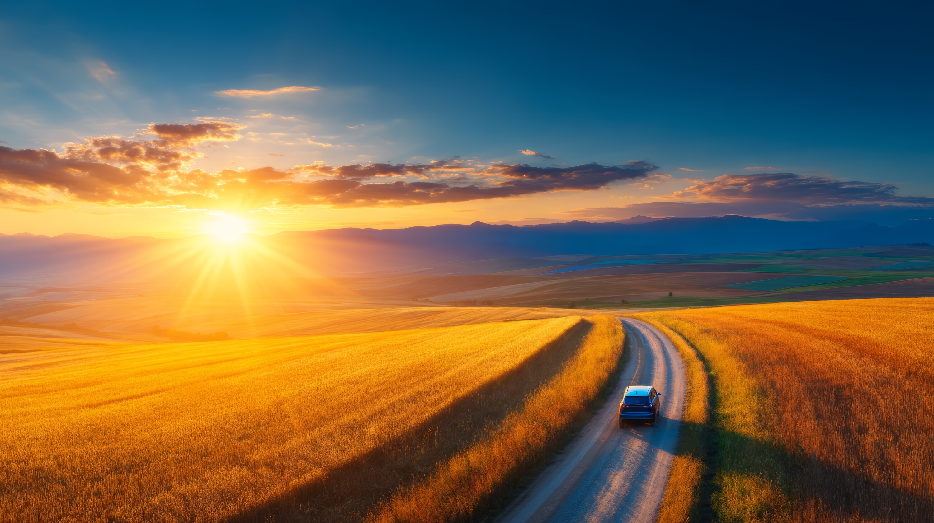 Outdoor exploration, Sustainable Transport: Electric Car in Countryside Promoting Eco-Conscious Travel with Copy Space for Text