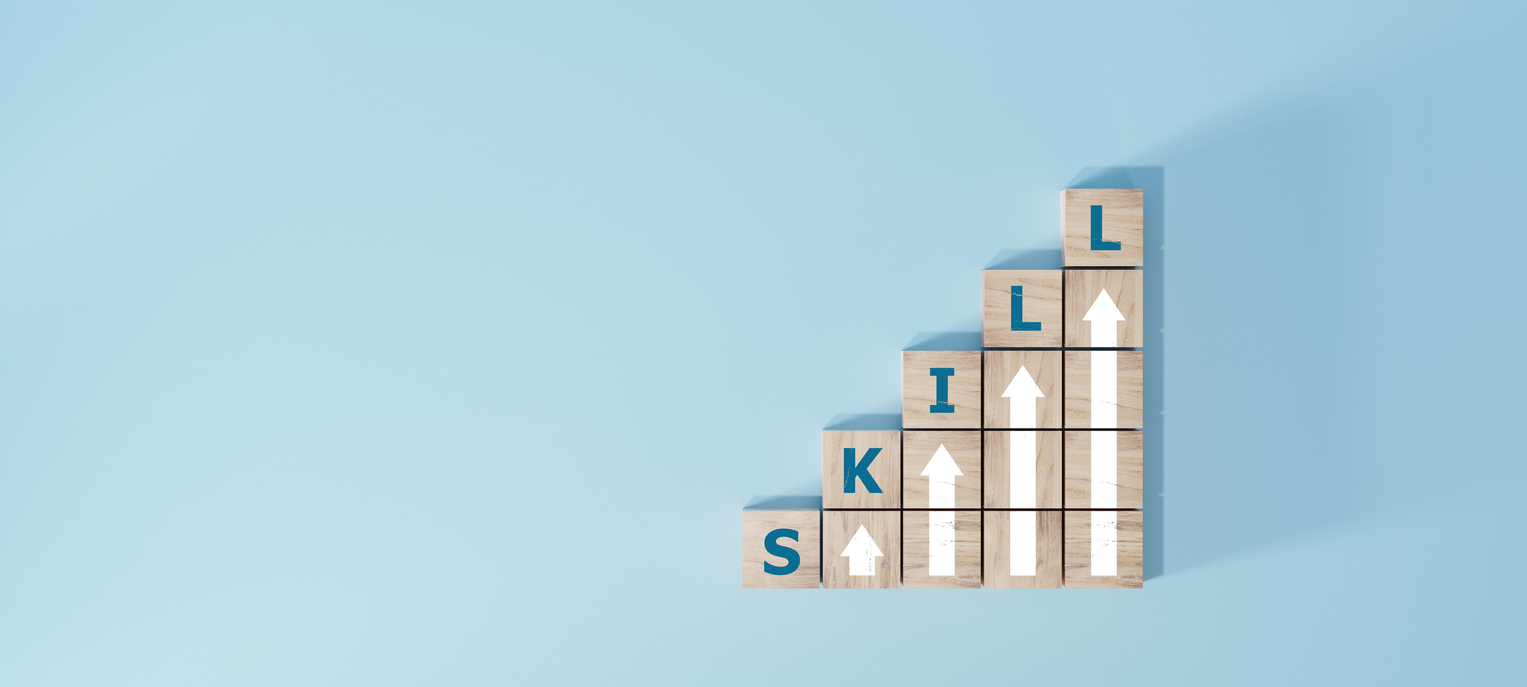 skills icon on wooden cube. Upskilling and personal development concept. Skill training, education, learning, ability. Upskilling, reskilling,